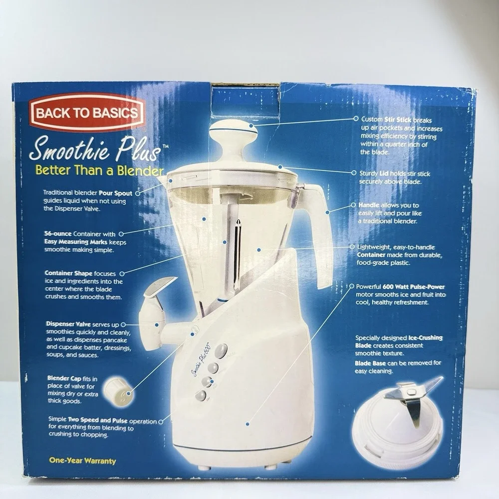 VTG Back to Basics Smoothie Plus SPL600 Dispenser Blender Complete Box Recipes